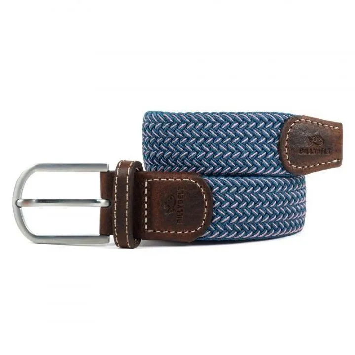 Ceinture tressée bicolore Billybelt bleue et blanche en cuir