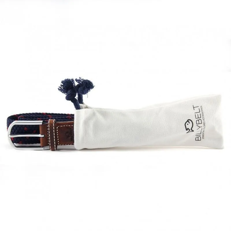 Ceinture tressée bicolore Billybelt bleue et blanche en cuir